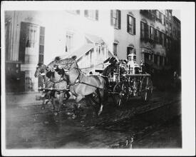 [Horse-drawn fire equipment.]