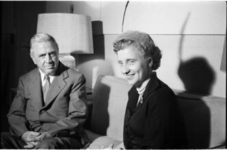 United Nations [Bess Truman with an unidentified man.]