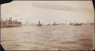[Arrival in New York Harbor of the Statue of Liberty.]
