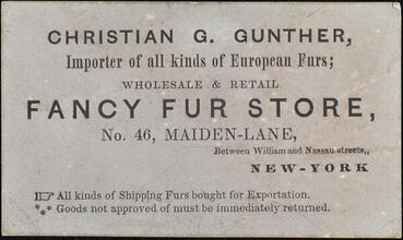 Christian G. Gunther, Importer of All Kinds of European Furs