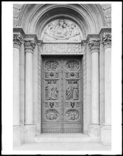 East 44th Street at the corner of Madison Avenue. St. Bartholomew's Protestant Episcopal Church, detail of south doors.