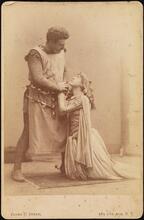[Alessandro Salvini as Launcelot and Annie Russell in the title role of "Elaine".]