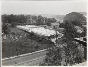 [Greenhouses behind the Kingsbridge Armory.]