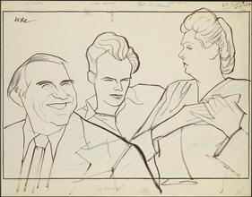 [Ed Begley, Arthur Kennedy and Beth Merrill in "All My Sons".]