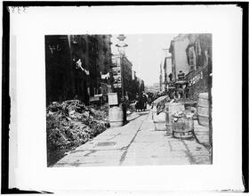 Tammany Street cleaning before Waring's Days in front of 9 Varick Place.