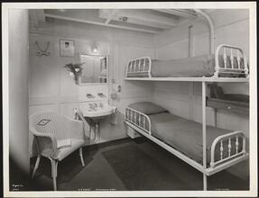 French Line, S.S. "Paris" Pier 88 N.R., Third Class, Interior, Inside 2 Berth Cabin #837.