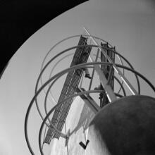 [Construction of the New York World's Fair site. Detail of the Production and Distribution building.]