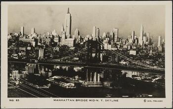 Manhattan Bridge Mid-N. Y. Skyline