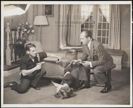 [Roy Hargrave as Hal Wilson, Bernadine Hayes as Mazie Stoner, and James Todd as Dr. William A. Shelby in "Blind Alley".]