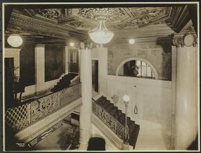 Hotel Astor, B'way 44th & 45th Streets, Interior, North mezzanine & staircase from Mezzanine.