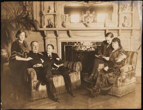 [Al Smith with his wife and three of their children in the Executive Mansion.]