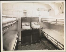 French Line, S.S. "Suffren" Pier 57 North River, Third Class, Interior, 4 Berths Stateroom #636.