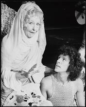 [Irene Ryan as Berthe and John Rubinstein in the title role of "Pippin".]