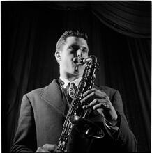 Swing Band Contest Sponsored by LOOK [Man playing the saxophone.]