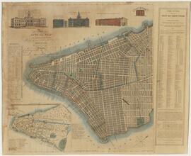 This actual map and comparative plans showing 88 years growth of the City of New York is inscribed to the citizens by the proprietor, David Longworth