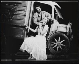 [Robert Horton as Bill Starbuck and Inga Swenson as Lizzie Curry in "110 in the Shade".]