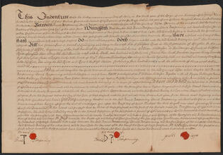 Indenture between Teunis Teerpenning, Derick Teerpenning and Jacobus De Yoo of Ulster County, and Richard Bradley of New York City, April 6, 1737