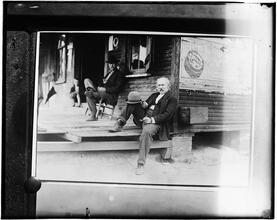 [Copy negative of Lewis Wickes Hine photograph. Organized Charity. A Dependent Widower.]