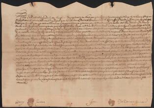 Indenture between Isaac De Riemer and Henry Coerten, and Pieter Oblienis, for land called Dominees Farm, June 10, 1723