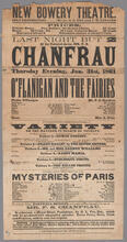 Thursday evening, January 31, 1861, the performances will commence with the beautiful three-act Irish drama of "O'Flanigan and the Fairies"