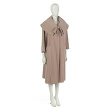 Swing coat in tan worsted wool knit