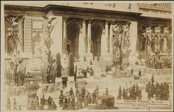 Victory Parade, New York.  Altar Erected in front of Public Library on 5th Ave.