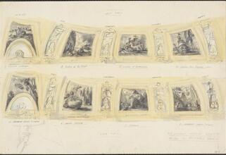 N.Y. Custom House Ceiling Designs by Reginald Marsh. [Sketch of the layout of the Custom House murals]