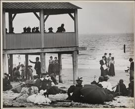 On the Beach in Coney Island [detail, showing children and nanny in foreground]