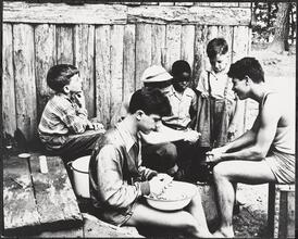 Union Settlement House, Summer Camp, Kitchen Detail, Peeling Potatoes and Story Time.