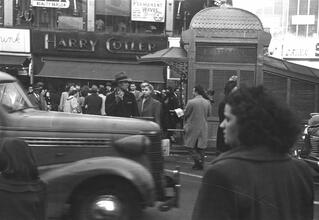 Untitled [Busy intersection showing subway entrance, Union Square]