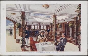 Verandah Cafe, Lusitania and Mauretania.