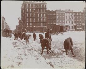 Snow Scenes, Blizzard, Street Scenes in New York City.