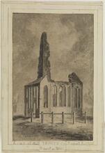 Ruins of Old Trinity Church, burned 1776, front on Wall Street.