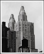 [Looking northwest toward the towers of the Waldorf-Astoria Hotel, 301 Park Avenue.]