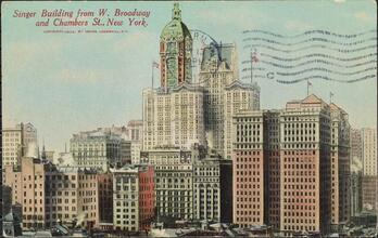 Singer Building from W. Broadway and Chambers St., New York.
