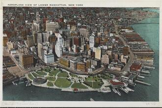 Aeroplane View of Lower Manhattan, New York
