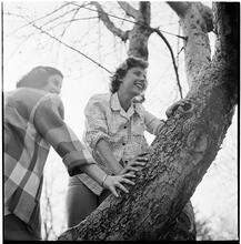 Betsy Von Furstenberg [Climbing a tree.]