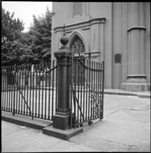 [Mott Street entry to St. Patrick's Old Cathedral, 260-264 Mulberry Street.]