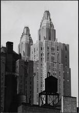 [Looking northwest toward the towers of the Waldorf-Astoria Hotel, 301 Park Avenue.]