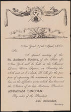 [Special meeting of the St. Andrew's Society of the State of New York to mourn the death of Abraham Lincoln on April 18.]