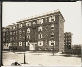 Cambridge Court apartments. Exterior and road