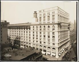 34th Street and Fifth Avenue. Altman's Department Store. Entire block from elevated vantage