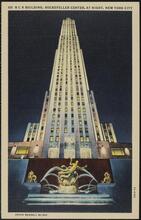 RCA Building, Rockefeller Center, at Night, New York City.