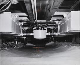 [Exterior view of undercar of a refrigerated railroad car.]