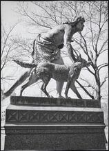 [The Indian Hunter statue.]