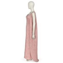 Evening ensemble comprising dress and coat of pink silk and silver metallic floral brocade
