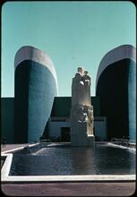 ["Manhattan" sculpture in front of the Marine Transportation Building.]