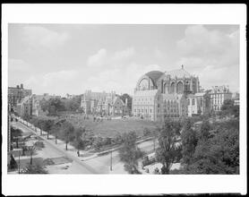 Amsterdam Avenue and 112th Street. Cathedral of St. John the Divine, bird's-eye view.