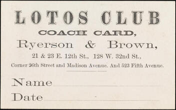 Lotos Club Coach Card, Ryerson & Brown