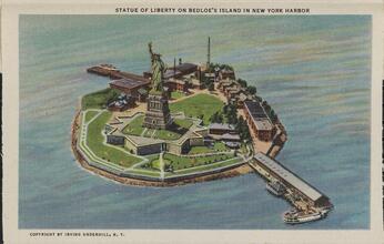 Statue of Liberty on Bedloe's Island in New York Harbor.